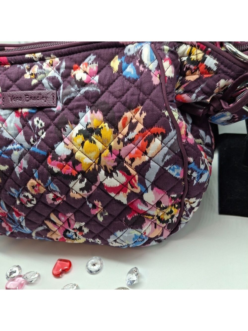 Vera Bradley Med Sized Floral Quilted Bag - Purple Like New - Picture 6 of 12